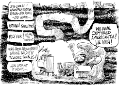 CAPTURED TV CAVE by Daryl Cagle