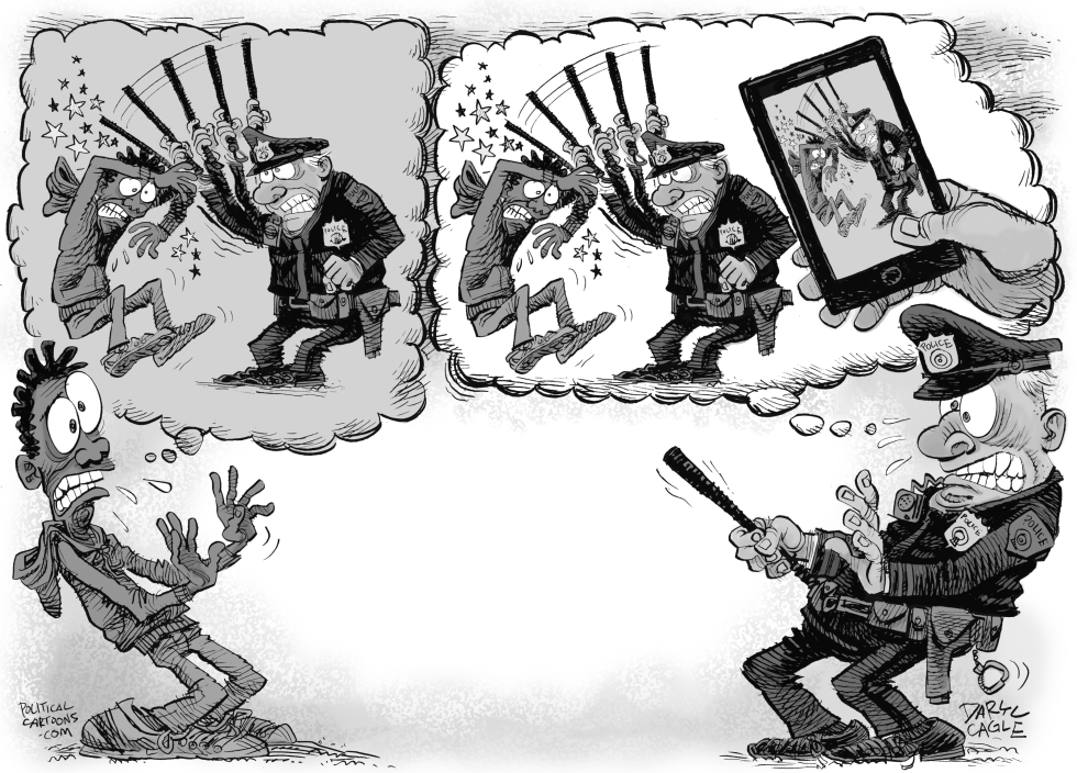  POLICE BEATINGS AND PHONE VIDEOS GRAY by Daryl Cagle