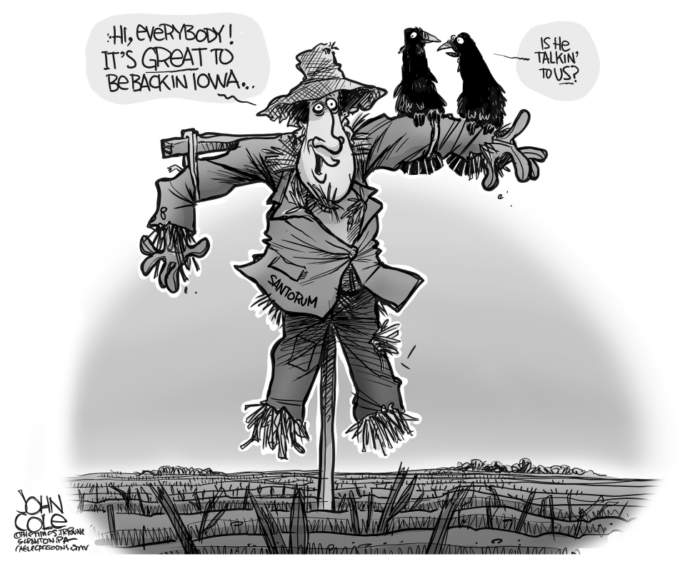 Santorum in Iowa BW