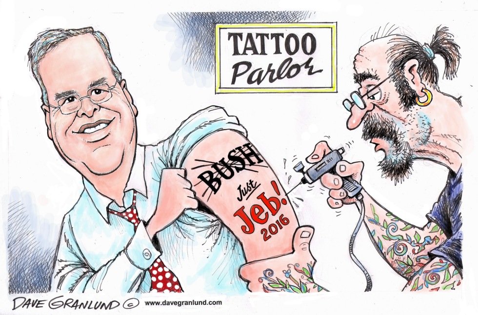  JEB BUSH 2016 TATTOO by Dave Granlund