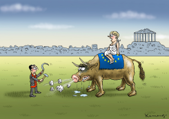 COMMUNIST TSIPRAS AND EUROPA MERKEL by Marian Kamensky