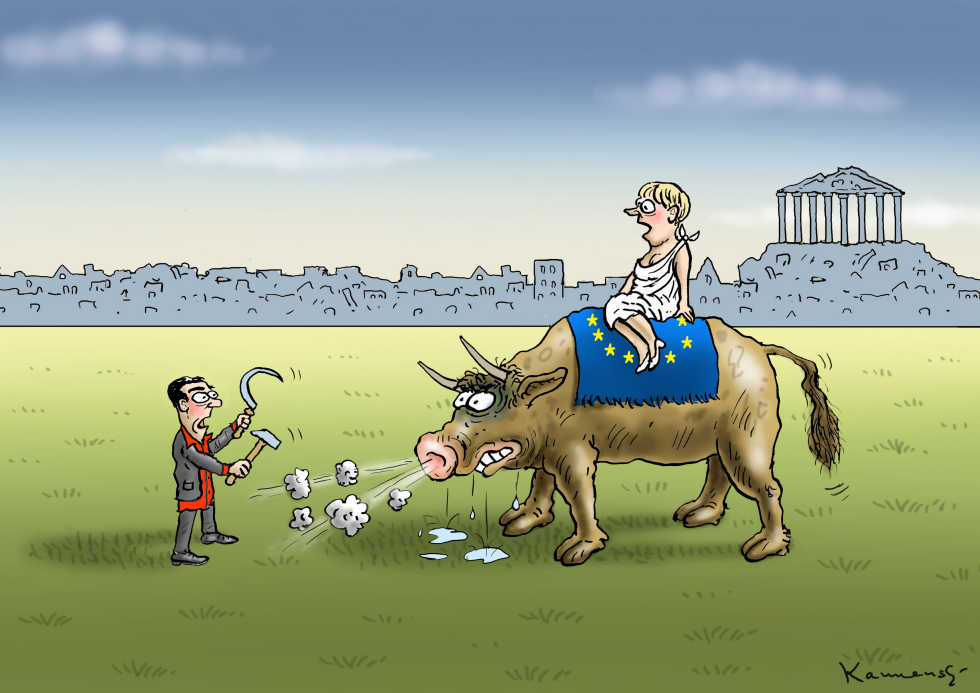 COMMUNIST TSIPRAS AND EUROPA MERKEL