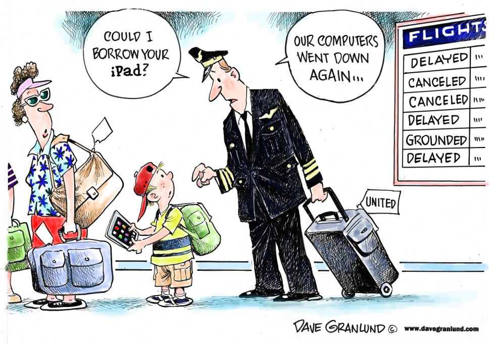  UNITED AIRLINES COMPUTERS by Dave Granlund