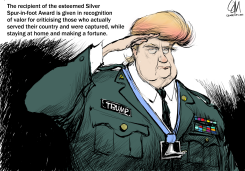 TRUMP SILVER- SPUR-IN-FOOT MEDAL by Cam Cardow
