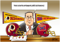 REDSKINS OWNER DAN SNYDER CONSIDERS CONFEDERATE BATTLE FLAG LOGO by R.J. Matson