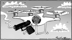 DRONE WITH GUN by Bob Englehart