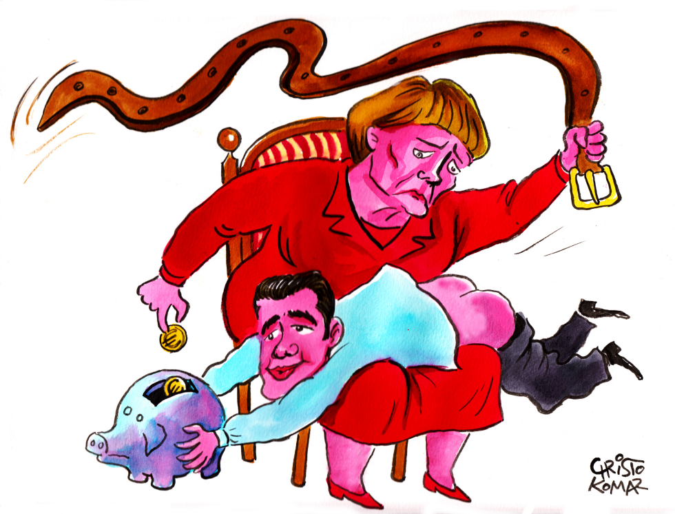  MERKEL AND TSIPRAS by Christo Komarnitski