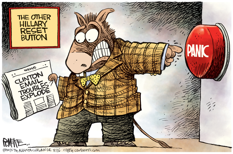  HILLARY PANIC BUTTON by Rick McKee