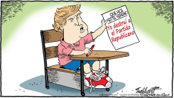 TRUMP DESTRUYE AL GOP / by Bob Englehart