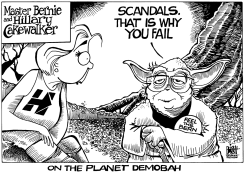 HILLARY AND BERNIE, B/W by Randy Bish