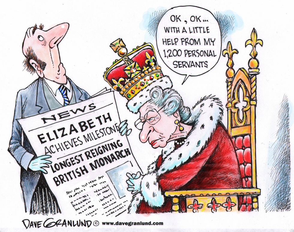  QUEEN ELIZABETH LONGEST UK REIGN by Dave Granlund