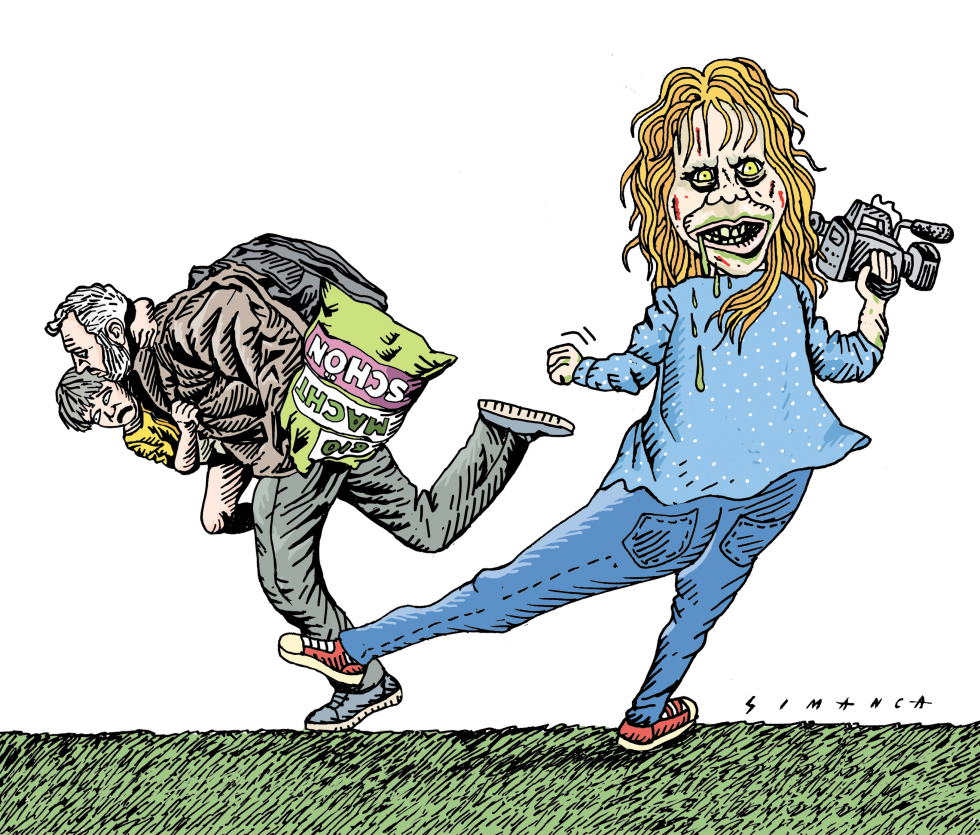 Hungarian camerawoman and the migrants
