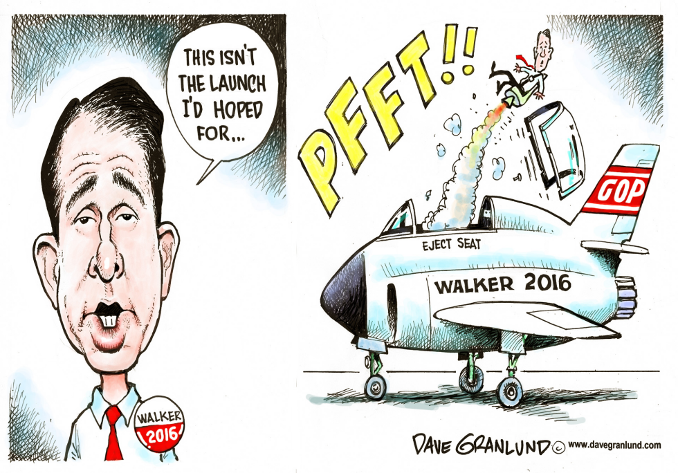  SCOTT WALKER EJECTS by Dave Granlund