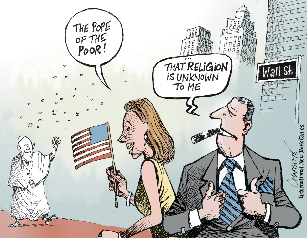  THE POPE COMES TO THE US	 by Patrick Chappatte