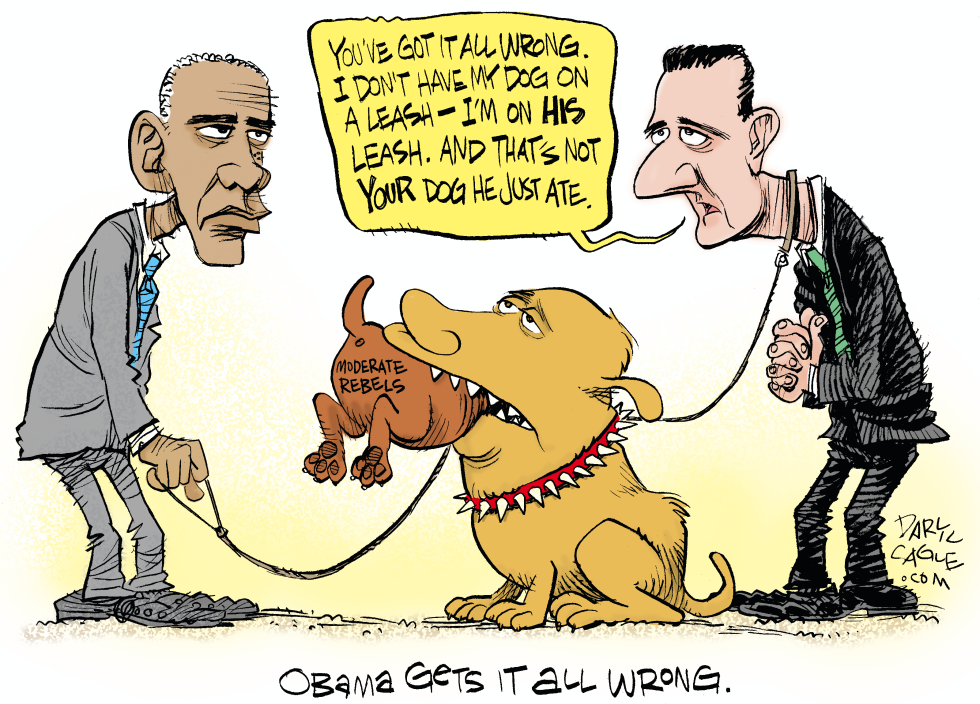 Obama Putin Assad and Doggies COLOR