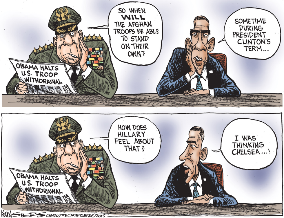  OBAMA HALTS WITHDRAWL by Kevin Siers