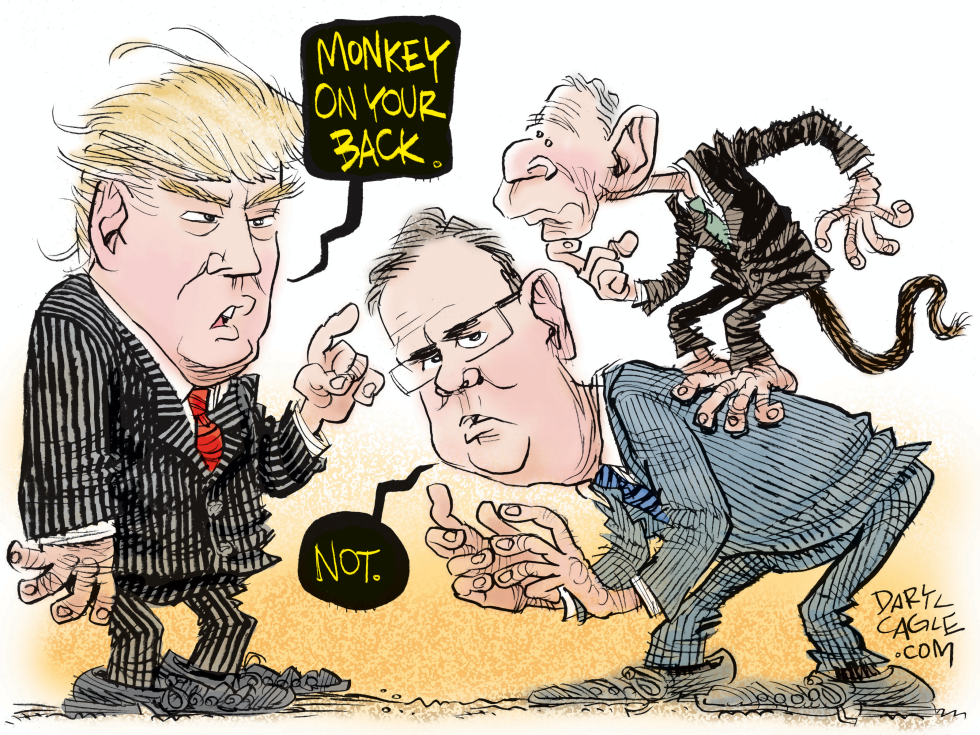  TRUMP, JEB BUSH AND GEORGE W by Daryl Cagle