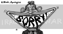 BLAIR APOLOGIZE BW by Emad Hajjaj
