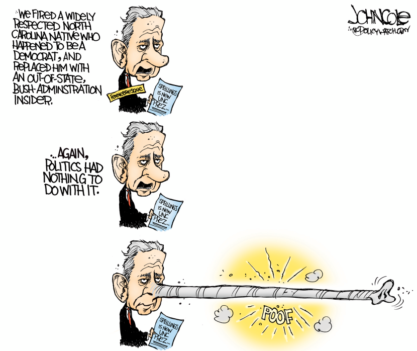 LOCAL NC -- UNC president and politics COLOR