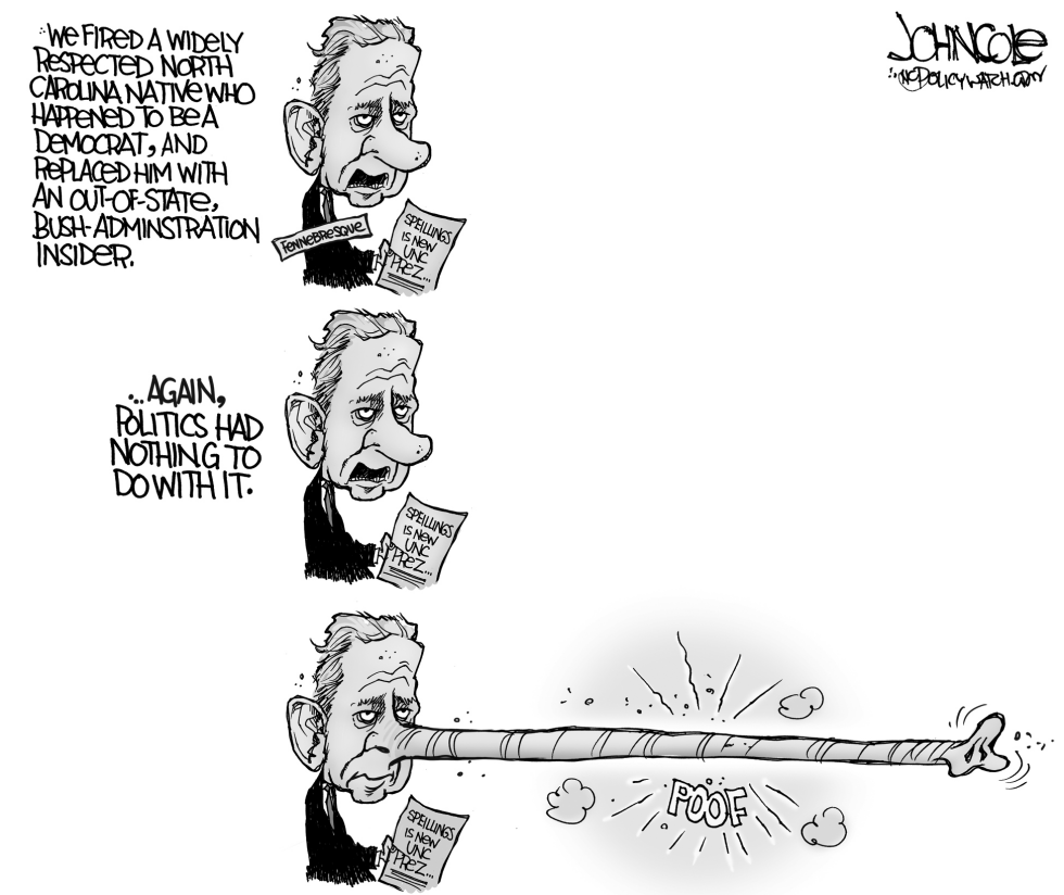 LOCAL NC -- UNC president and politics BW