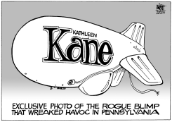 LOCAL-PA KATHLEEN KANE ON THE LOOSE, B/W by Randy Bish