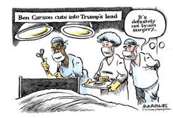 CARSON CUTS INTO TRUMP'S LEAD  by Jimmy Margulies