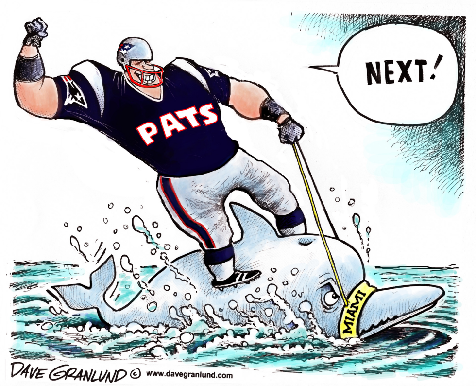  PATRIOTS RIDE DOLPHINS by Dave Granlund