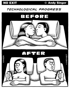 SMART PHONES AND ROMANCE by Andy Singer