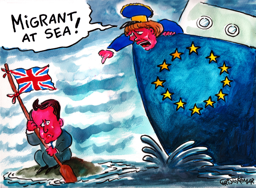 Cameron Britain Merkel EU and Migrants at Sea