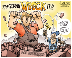 WRECK-IT DONALD AND FIX-IT JEB  by John Cole