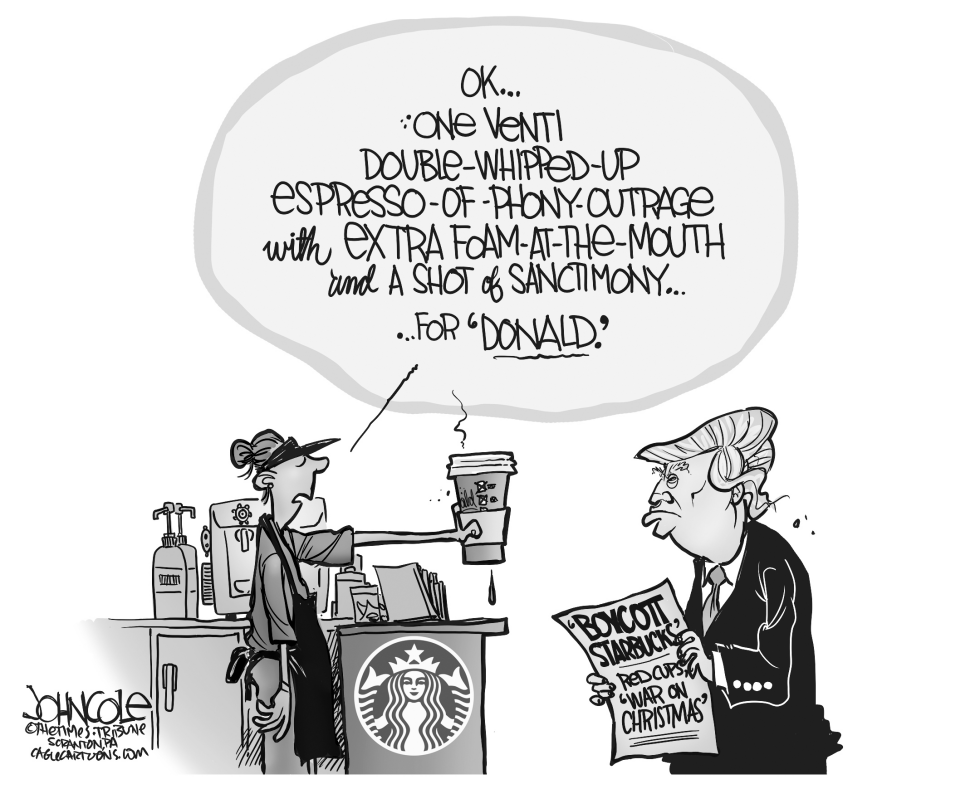Trump and Starbucks BW