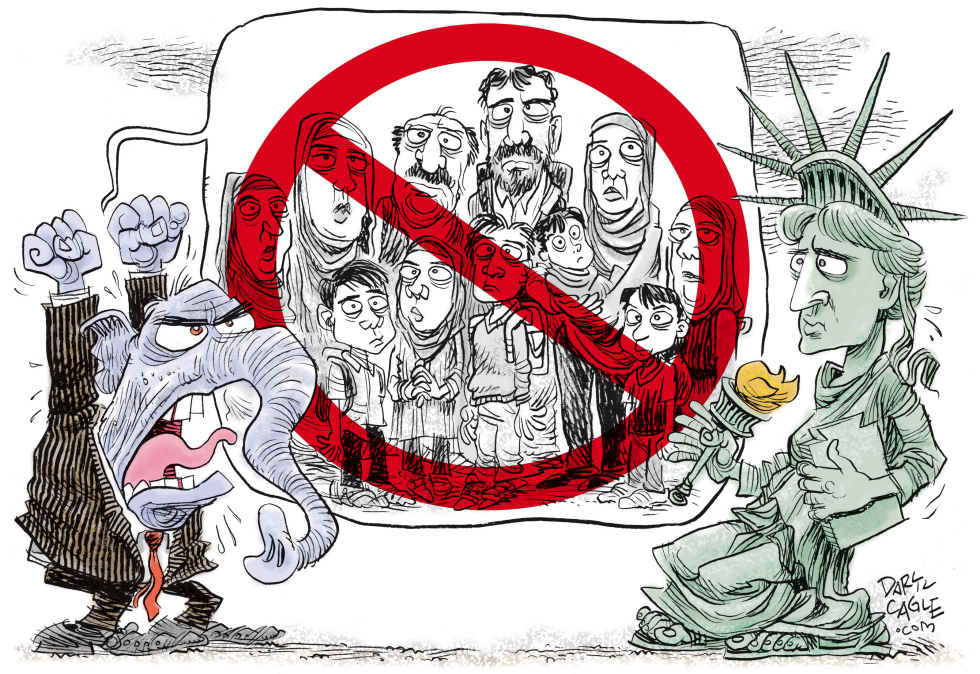  REPUBLICANOS RECHAZAN REFUGIADOS  by Daryl Cagle