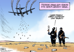 OBAMA BOMBS  by Nate Beeler