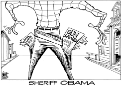 OBAMA RESPONDS TO SAN BERNARDINO SHOOTING, B/W by Randy Bish