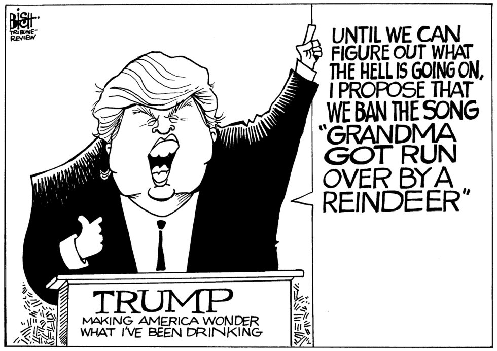 TRUMP BANS AGAIN, B/W