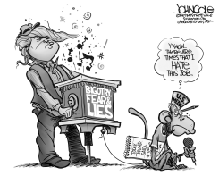 TRUMP'S MONKEY BW by John Cole