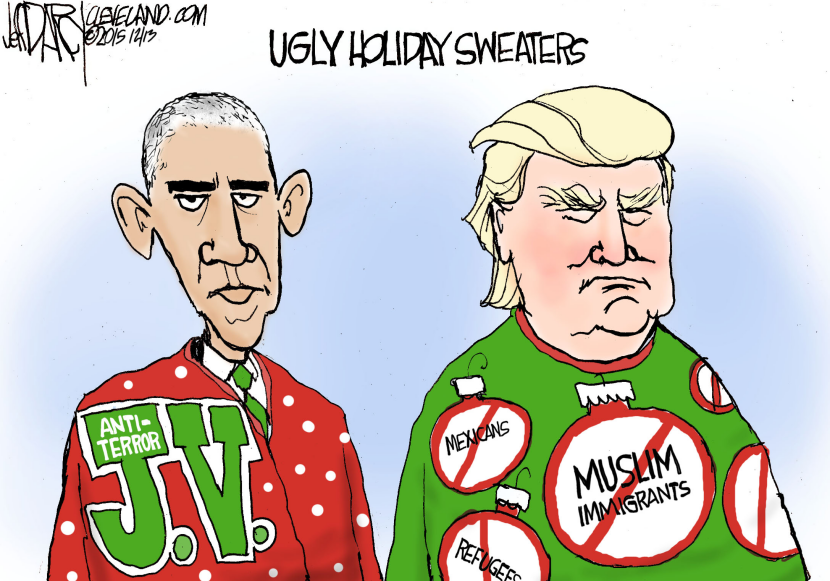 Trump and Obama sweaters