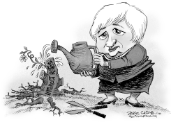 JANET YELLEN RAISES INTEREST RATES by Daryl Cagle