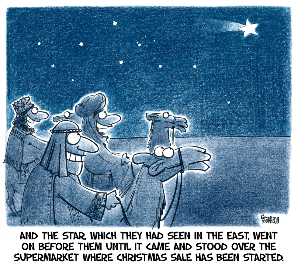 Three wise men following the star