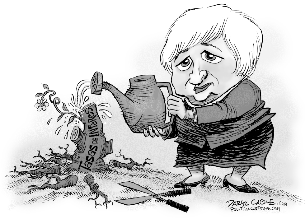  JANET YELLEN ELEVA LAS TASAS DE INTERES by Daryl Cagle