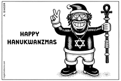 HAPPY HANUKWANZMAS HORIZONTAL by Andy Singer