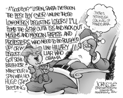 TRUMP AND SANTA BW by John Cole