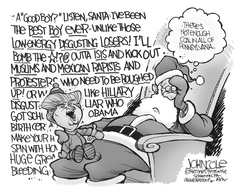 Trump and Santa BW
