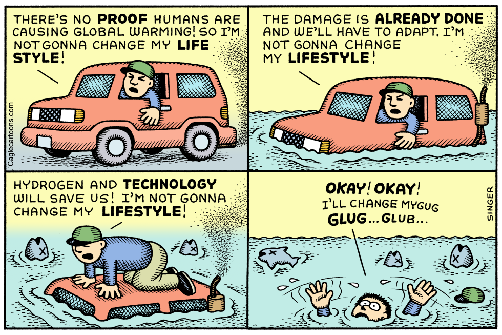 Denial of human role in rising temperatures leads to flooded vehicle and failed tech fix