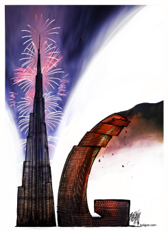 DUBAI NEW YEAR OMEN 2016 by Angel Boligan