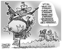 QUACKS LIKE A TERRORIST BW by John Cole