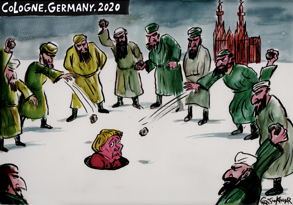 Merkel stoned