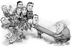 TRUMP AND THE GOP SEE-SAW by Daryl Cagle