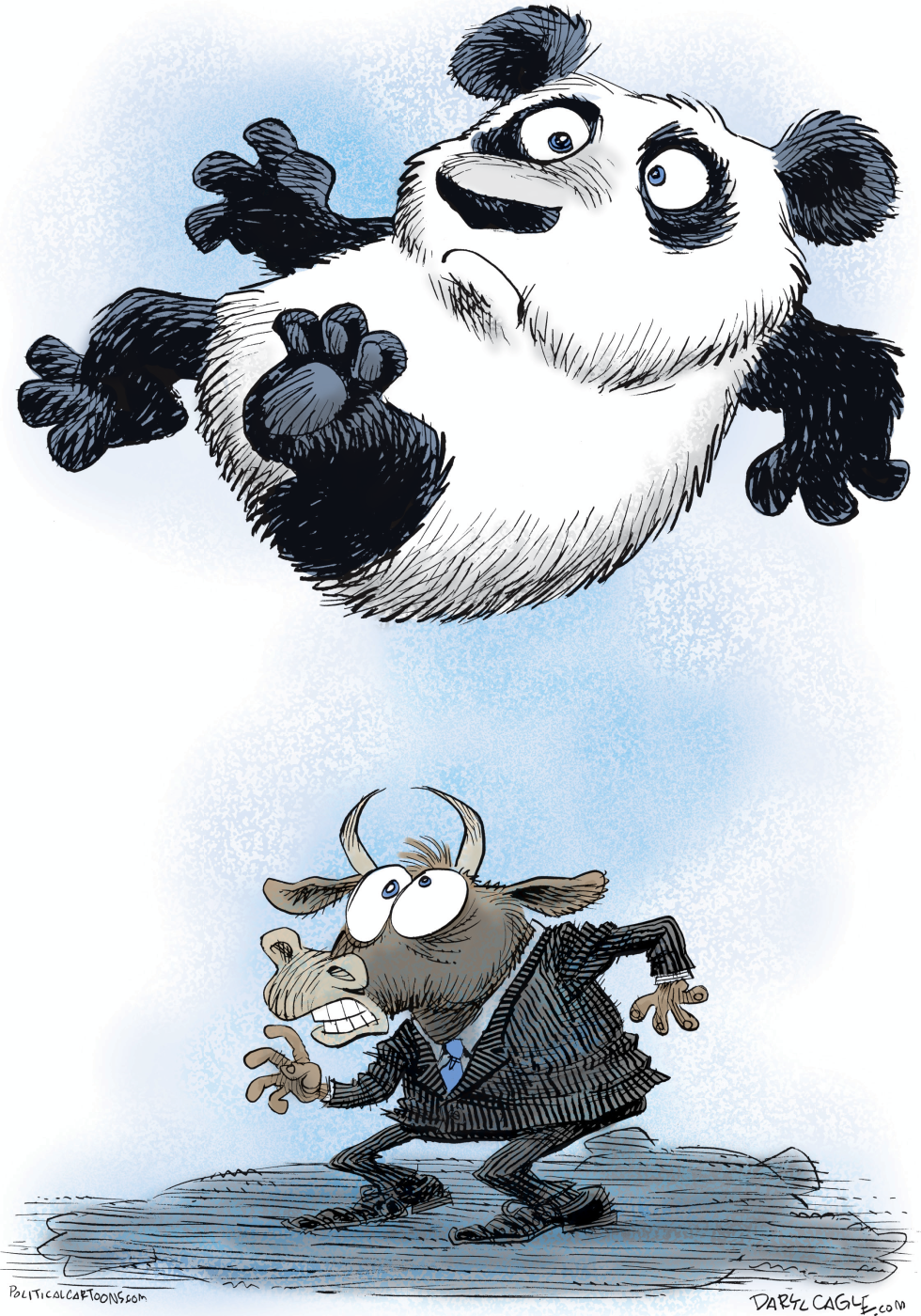  CHINA AND WALL STREET DROP by Daryl Cagle