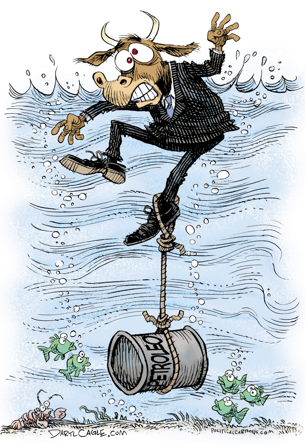  PRECIOS DEL PETROLEO HUNDEN A WALL STREET  by Daryl Cagle